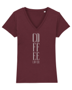 Coffee Lover.. Tricou mânecă scurtă guler V Damă Evoker