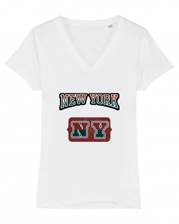 Retro Vintage New York College Jersey White