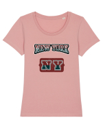 Retro Vintage New York College Jersey Tricou mânecă scurtă guler larg fitted Damă Expresser