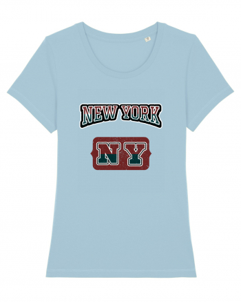 Retro Vintage New York College Jersey Sky Blue