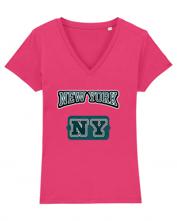 Retro Vintage New York College Jersey Raspberry