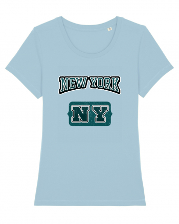 Retro Vintage New York College Jersey Sky Blue