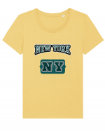 Retro Vintage New York College Jersey Tricou mânecă scurtă guler larg fitted Damă Expresser