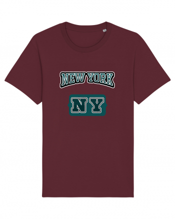 Retro Vintage New York College Jersey Burgundy