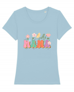 MAMA Retro Wild Flower Tricou mânecă scurtă guler larg fitted Damă Expresser