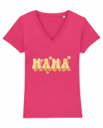 MAMA Retro Flowers Tricou mânecă scurtă guler V Damă Evoker