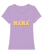 MAMA Retro Flowers Tricou mânecă scurtă guler larg fitted Damă Expresser