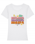 MAMA Peace Flower Tricou mânecă scurtă guler larg fitted Damă Expresser