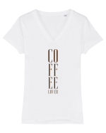 Coffee Lover ! Tricou mânecă scurtă guler V Damă Evoker