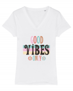 Good Vibes Only Vintage Tricou mânecă scurtă guler V Damă Evoker