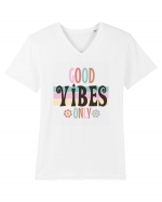 Good Vibes Only Vintage Tricou mânecă scurtă guler V Bărbat Presenter