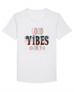 Good Vibes Only Vintage Tricou mânecă scurtă guler larg Bărbat Skater