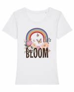 Bloom Flowers Tricou mânecă scurtă guler larg fitted Damă Expresser