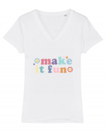 Make It Fun Tricou mânecă scurtă guler V Damă Evoker