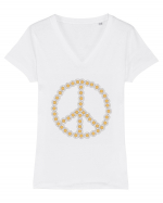 Peace Flowers Daisy Tricou mânecă scurtă guler V Damă Evoker