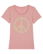 Peace Flowers Daisy Tricou mânecă scurtă guler larg fitted Damă Expresser