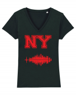 Retro Vintage New York College Jersey Tricou mânecă scurtă guler V Damă Evoker