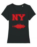 Retro Vintage New York College Jersey Tricou mânecă scurtă guler larg fitted Damă Expresser