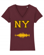 Retro Vintage New York College Jersey Tricou mânecă scurtă guler V Damă Evoker