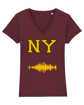 Retro Vintage New York College Jersey Burgundy