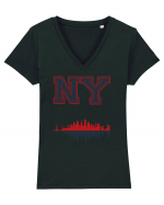 Retro Vintage New York College Jersey Tricou mânecă scurtă guler V Damă Evoker