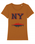 Retro Vintage New York College Jersey Tricou mânecă scurtă guler larg fitted Damă Expresser