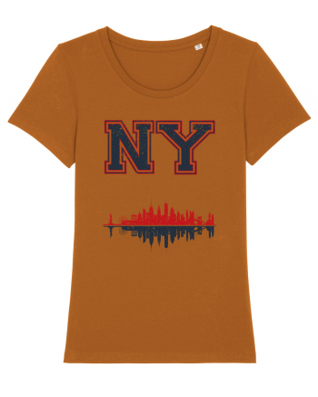 Retro Vintage New York College Jersey Roasted Orange