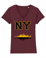 Retro Vintage New York College Jersey Tricou mânecă scurtă guler V Damă Evoker