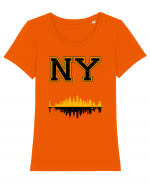 Retro Vintage New York College Jersey Tricou mânecă scurtă guler larg fitted Damă Expresser