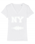 Retro Vintage New York College Jersey Tricou mânecă scurtă guler V Damă Evoker