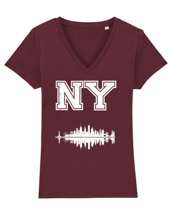 Retro Vintage New York College Jersey Burgundy