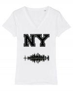 Retro Vintage New York College Jersey Tricou mânecă scurtă guler V Damă Evoker