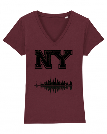 Retro Vintage New York College Jersey Burgundy