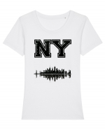 Retro Vintage New York College Jersey Tricou mânecă scurtă guler larg fitted Damă Expresser