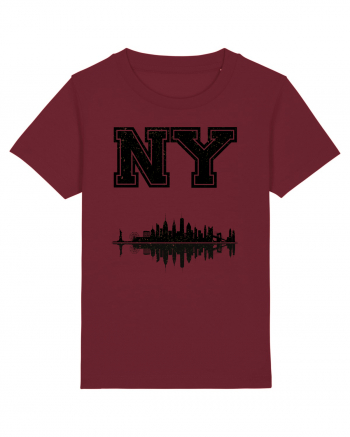 Retro Vintage New York College Jersey Burgundy