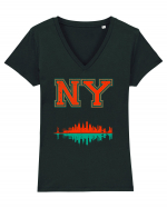 Retro Vintage New York College Jersey Tricou mânecă scurtă guler V Damă Evoker