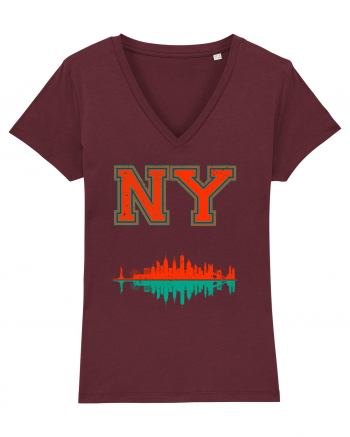 Retro Vintage New York College Jersey Burgundy