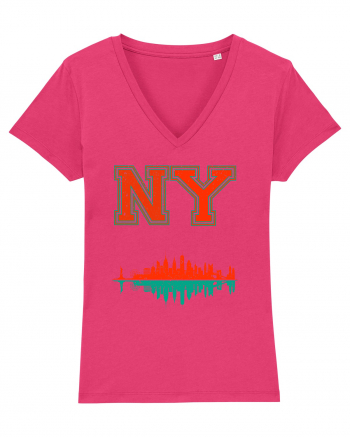 Retro Vintage New York College Jersey Raspberry