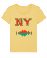 Retro Vintage New York College Jersey Tricou mânecă scurtă guler larg fitted Damă Expresser