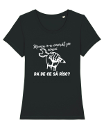 Munca n-a omorât pe nimeni da' de ce să risc? Tricou mânecă scurtă guler larg fitted Damă Expresser