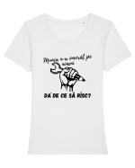 Munca n-a omorât pe nimeni da' de ce să risc? Tricou mânecă scurtă guler larg fitted Damă Expresser