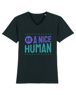 Be a Nice Human Tricou mânecă scurtă guler V Bărbat Presenter