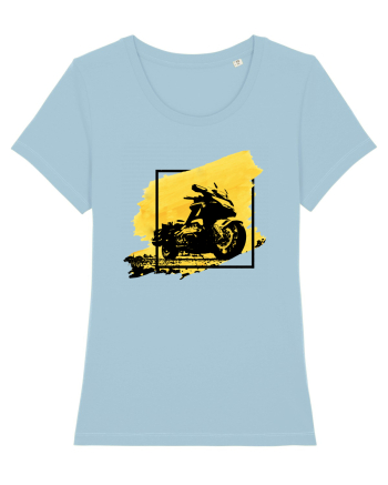 Golden Motorcycle Sky Blue