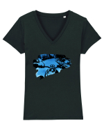 Motorcycle ride Tricou mânecă scurtă guler V Damă Evoker
