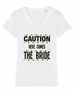 Caution - here comes the bride Tricou mânecă scurtă guler V Damă Evoker