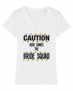 Caution - here comes the bride squad Tricou mânecă scurtă guler V Damă Evoker