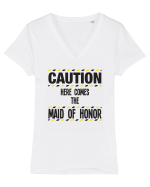 Caution - here comes the maid of honor Tricou mânecă scurtă guler V Damă Evoker