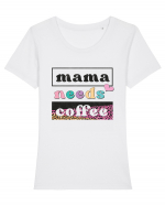 Mama Needs Coffee Tricou mânecă scurtă guler larg fitted Damă Expresser