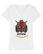 Funny Retro Optimus  Prime Pun Tricou mânecă scurtă guler V Damă Evoker