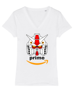 Funny Retro Optimus  Prime Pun Tricou mânecă scurtă guler V Damă Evoker